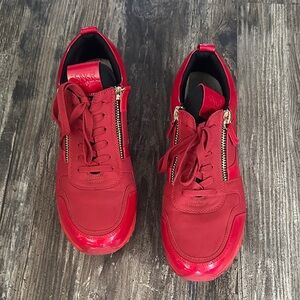 SNKR Project Red Sneakers with Zipper Detail Size 13